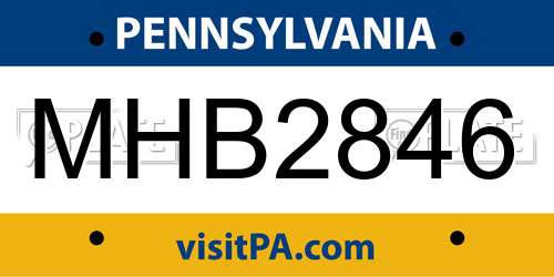 MHB2846 Pennsylvania License Plate