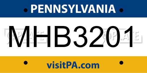 MHB3201 Pennsylvania License Plate