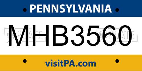 MHB3560 Pennsylvania License Plate