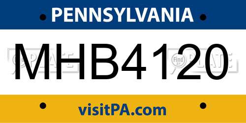 MHB4120 Pennsylvania License Plate