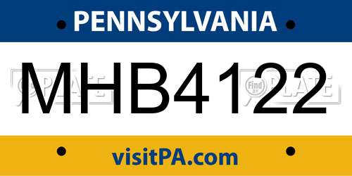 MHB4122 Pennsylvania License Plate