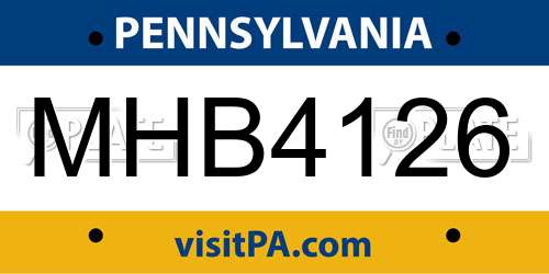 MHB4126 Pennsylvania License Plate