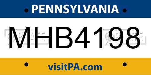 MHB4198 Pennsylvania License Plate