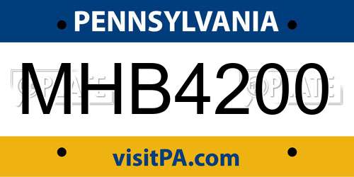 MHB4200 Pennsylvania License Plate