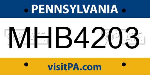 MHB4203 Pennsylvania License Plate
