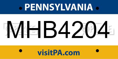 MHB4204 Pennsylvania License Plate