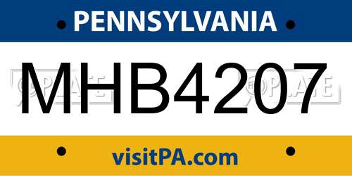MHB4207 Pennsylvania License Plate