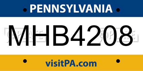MHB4208 Pennsylvania License Plate