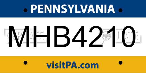 MHB4210 Pennsylvania License Plate