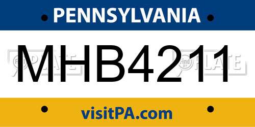 MHB4211 Pennsylvania License Plate