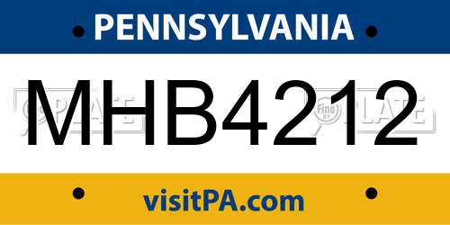 MHB4212 Pennsylvania License Plate