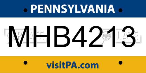 MHB4213 Pennsylvania License Plate