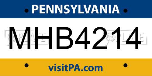 MHB4214 Pennsylvania License Plate