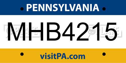 MHB4215 Pennsylvania License Plate