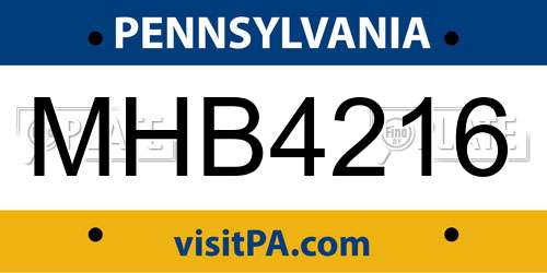 MHB4216 Pennsylvania License Plate