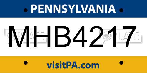 MHB4217 Pennsylvania License Plate
