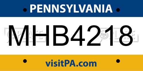 MHB4218 Pennsylvania License Plate