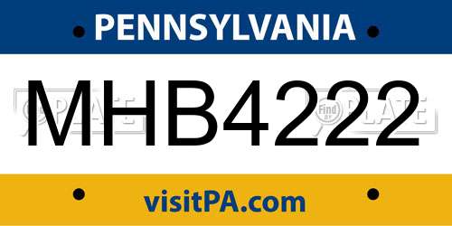 MHB4222 Pennsylvania License Plate