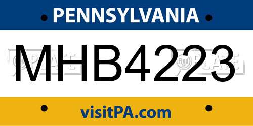 MHB4223 Pennsylvania License Plate