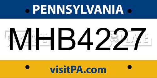 MHB4227 Pennsylvania License Plate