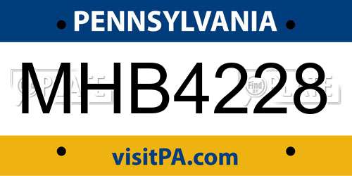MHB4228 Pennsylvania License Plate