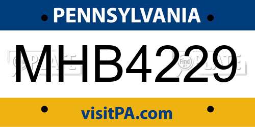MHB4229 Pennsylvania License Plate
