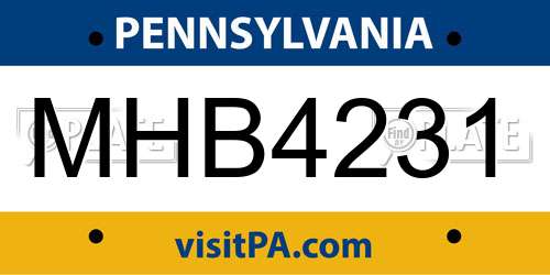MHB4231 Pennsylvania License Plate