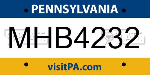MHB4232 Pennsylvania License Plate