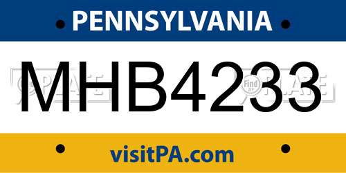 MHB4233 Pennsylvania License Plate