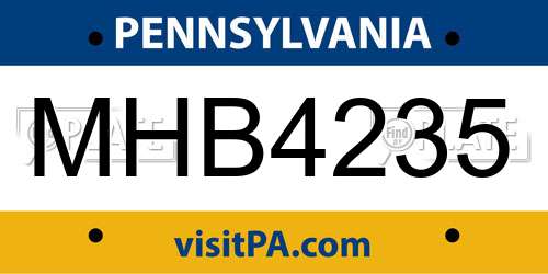 MHB4235 Pennsylvania License Plate