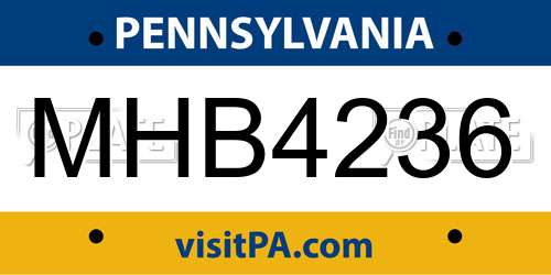MHB4236 Pennsylvania License Plate
