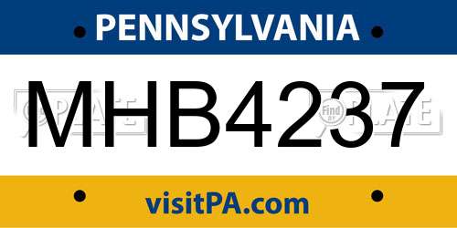 MHB4237 Pennsylvania License Plate