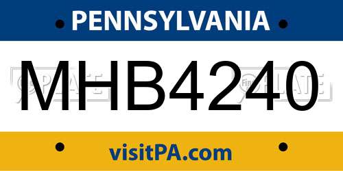 MHB4240 Pennsylvania License Plate
