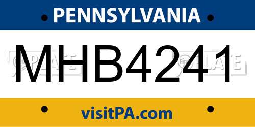 MHB4241 Pennsylvania License Plate