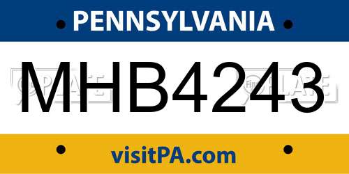 MHB4243 Pennsylvania License Plate