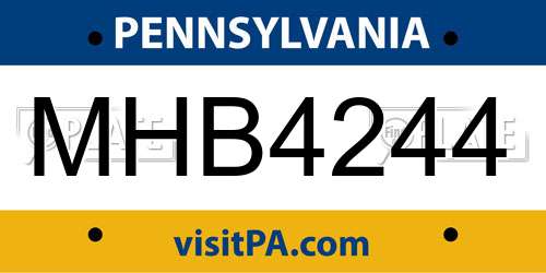 MHB4244 Pennsylvania License Plate