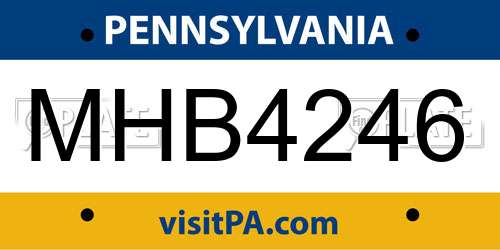 MHB4246 Pennsylvania License Plate