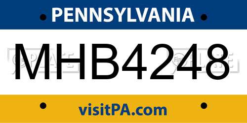MHB4248 Pennsylvania License Plate