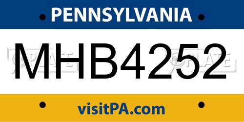 MHB4252 Pennsylvania License Plate