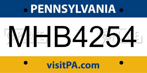MHB4254 Pennsylvania License Plate
