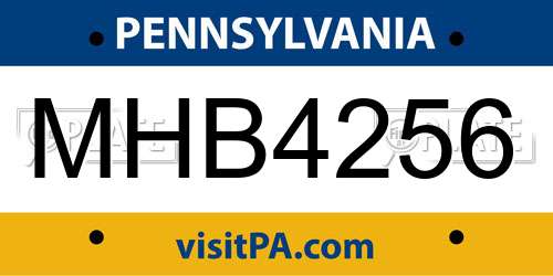 MHB4256 Pennsylvania License Plate
