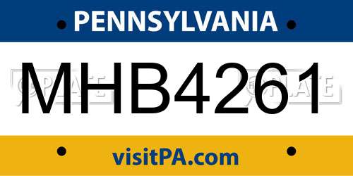 MHB4261 Pennsylvania License Plate