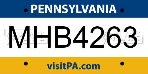 MHB4263 Pennsylvania License Plate