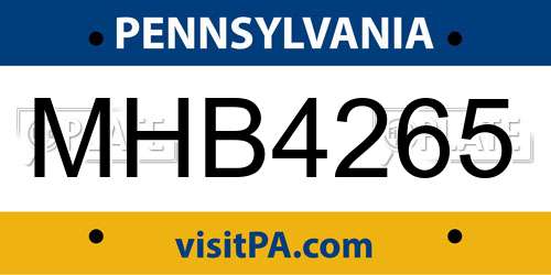 MHB4265 Pennsylvania License Plate