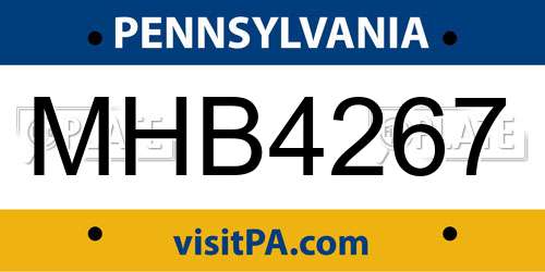 MHB4267 Pennsylvania License Plate