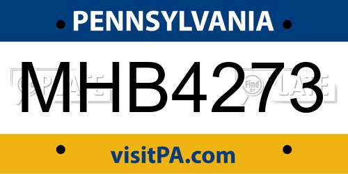 MHB4273 Pennsylvania License Plate
