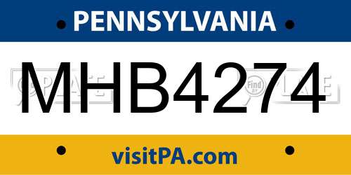 MHB4274 Pennsylvania License Plate