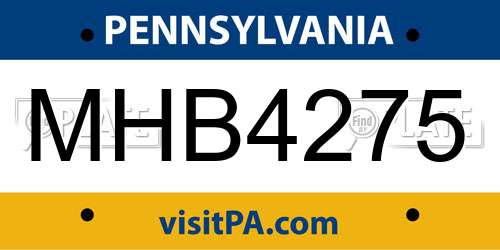 MHB4275 Pennsylvania License Plate