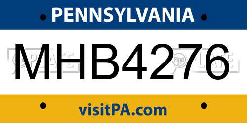 MHB4276 Pennsylvania License Plate