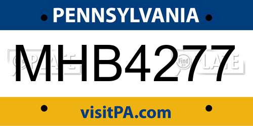 MHB4277 Pennsylvania License Plate